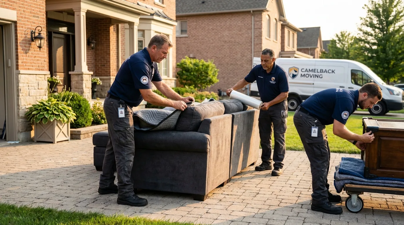 Large estate moving crew wrapping furniture in Dana Point, CA